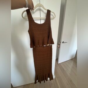 House of Harlow 1960 Brown Maxi Skirt Set